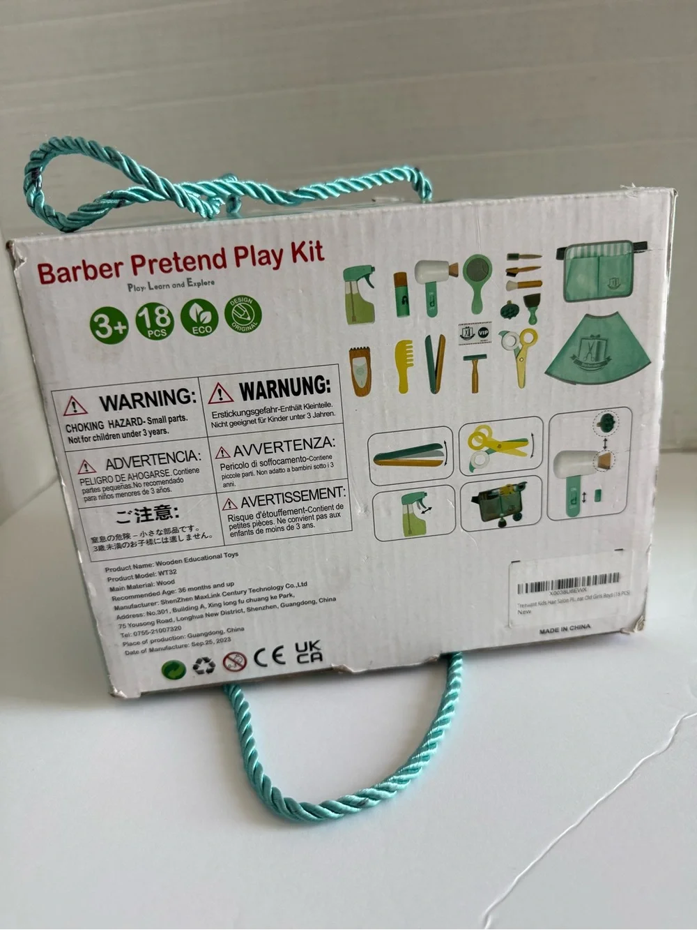 Kids Hair Salon Playset, Wooden Barber Pretend Play Kit